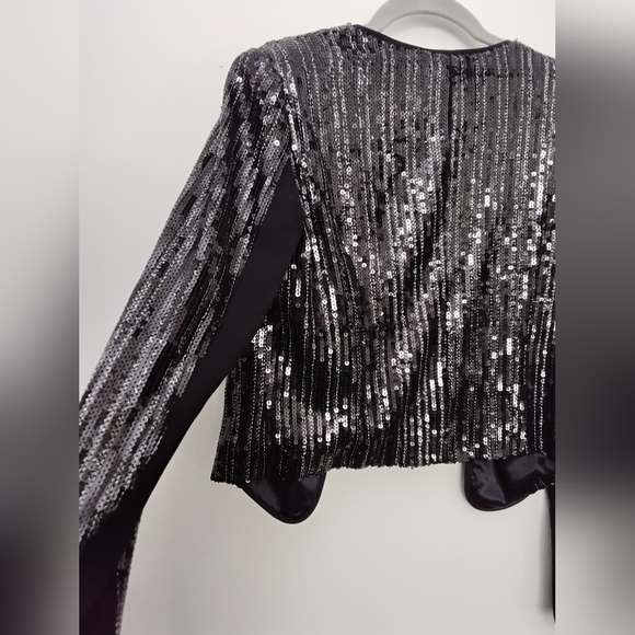 Cache Black Sequin Blazer Small - Picture 4 of 5